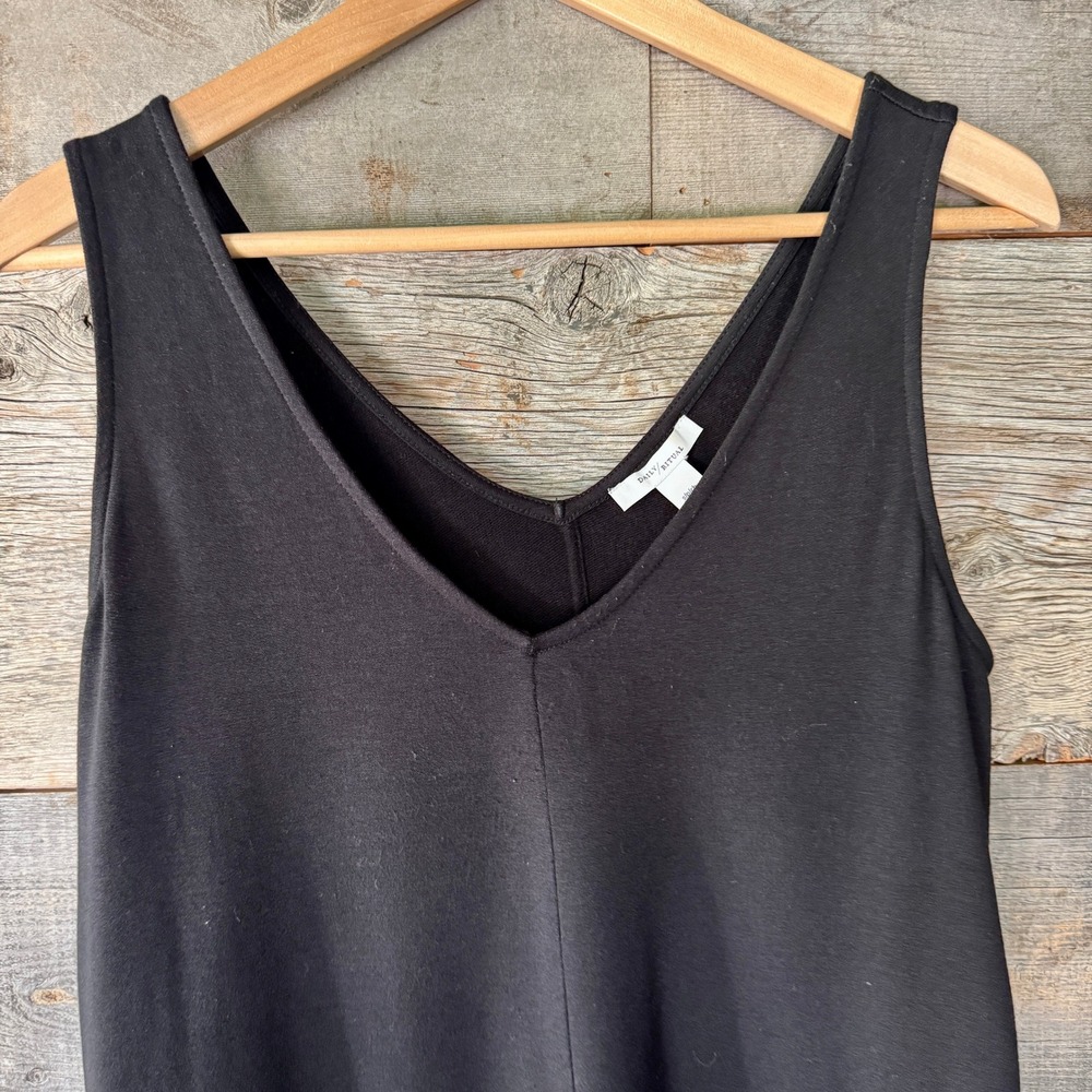 Daily Ritual Jersey V-Neck Tank Top S Black Cropped Stretch Everyday Minimalist - Picture 2 of 7